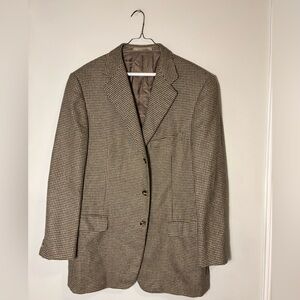 Ermenegildo Zegna Blazer 44R Tan Brown  Houndstooth Pure Cashmere Switzerland